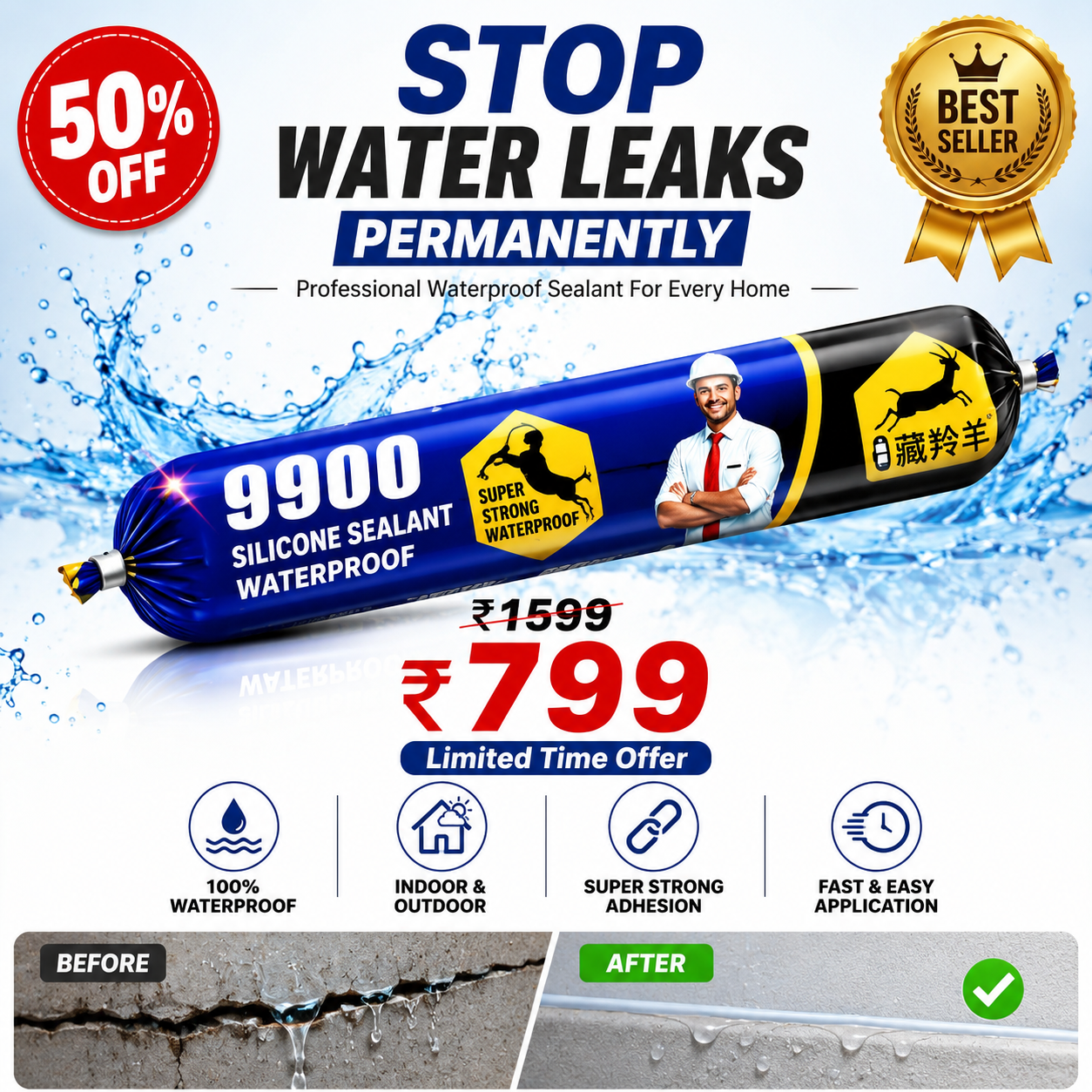WATERPROOF SILICONE SEALANT ADHESIVE FOR ROOF & LEAKAGE REPAIR